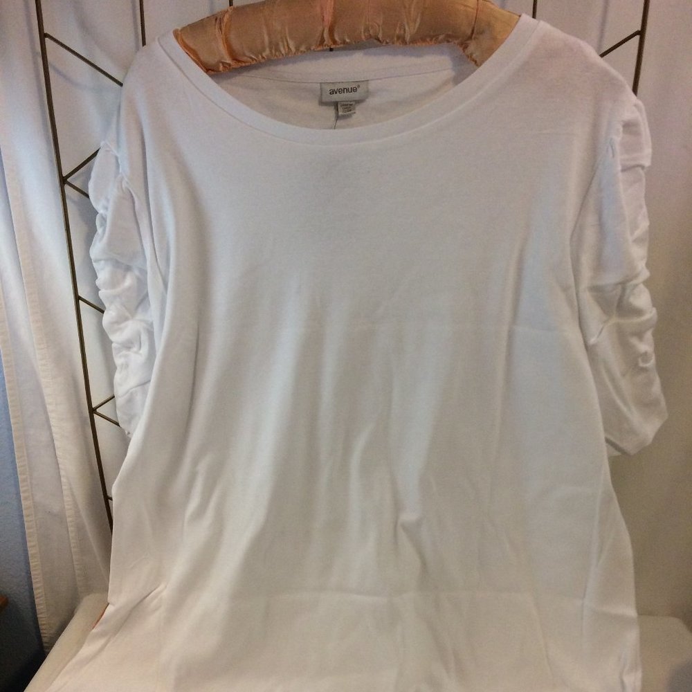 White TShirt with Puff Short Sleeves Plus Size